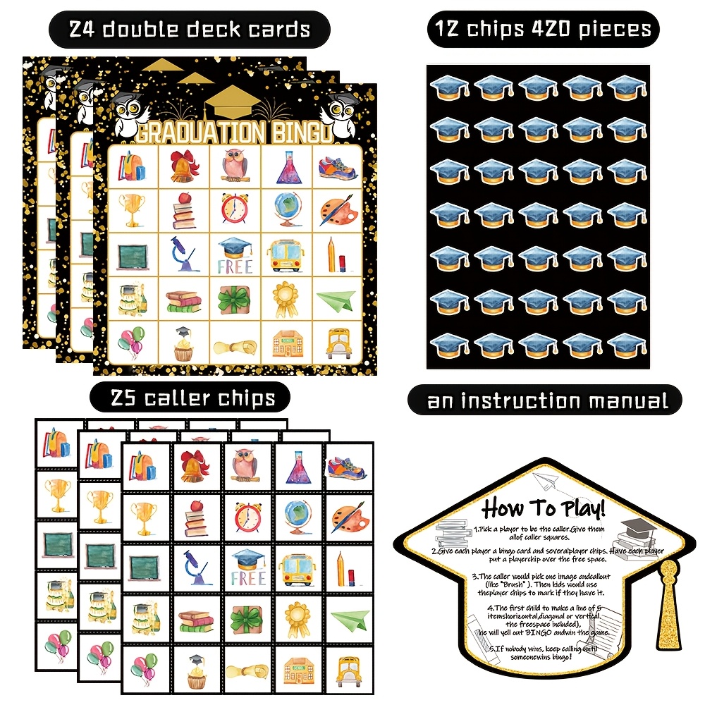 Party Games College - Set Permainan Bingo Wisuda Black Gold