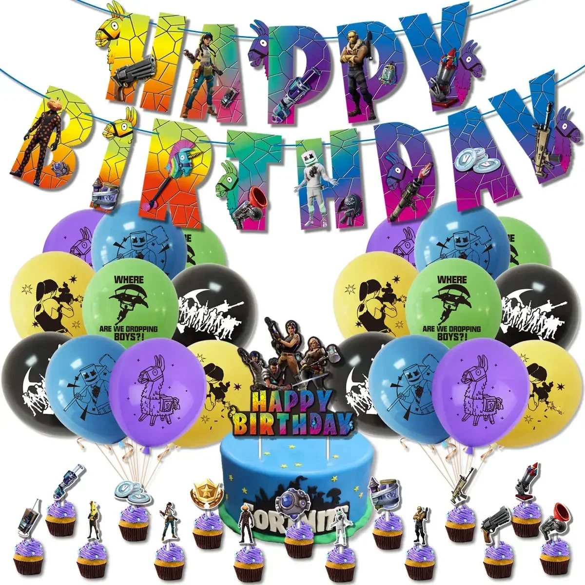 Party Games Kids Birthday - Perlengkapan Pesta Balon DIY Tema Fortnite