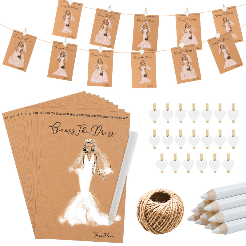 Party Games Bridal Shower - 10/20Set Kartu Permainan Gaun Pengantin Tebak