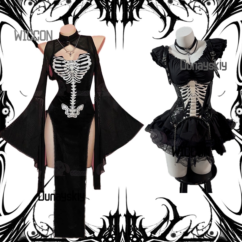 Party Games Steam - Kostum Cosplay Tengkorak Gotik Halloween, Gaya