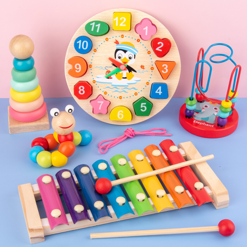 Party Games Kids Birthday - Montessori mainan bayi 3D teka-teki kayu,