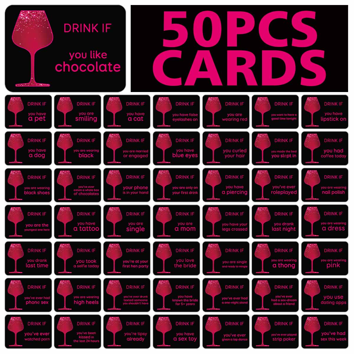 Party Games Bridal Shower - 50 Buah Kartu Permainan Minuman Pesta