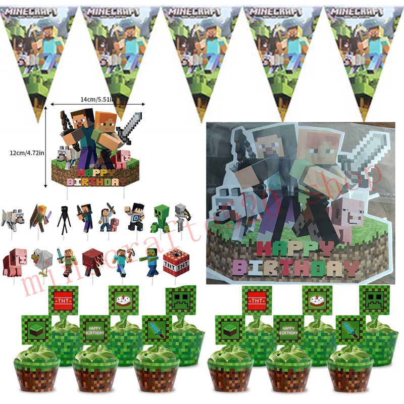 Party Games Minecraft - Kartu Kertas MC Pixel Perlengkapan Pesta
