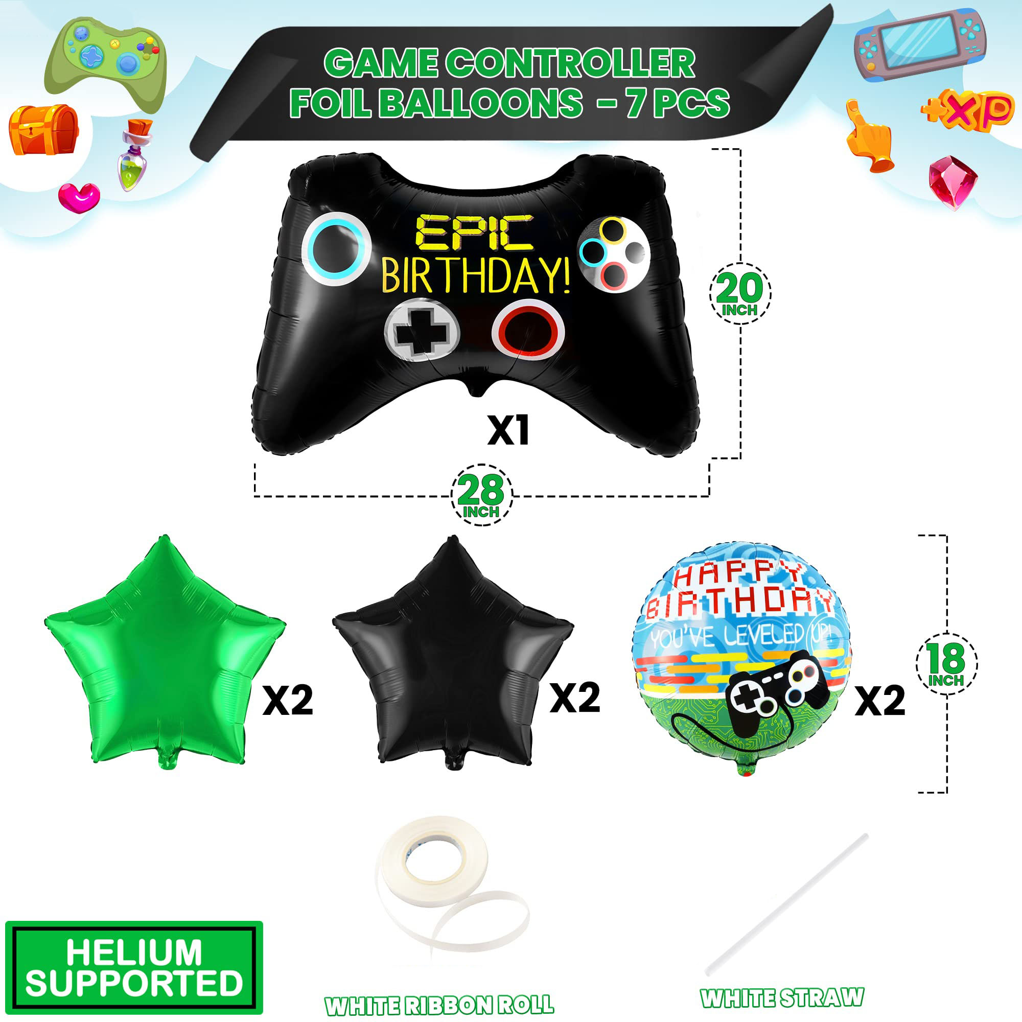 7 Buah Set Balon Mylar Video G - Party Games Using Balloons ulasan dan harga